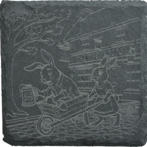 Home slate coaster "the two foxes"