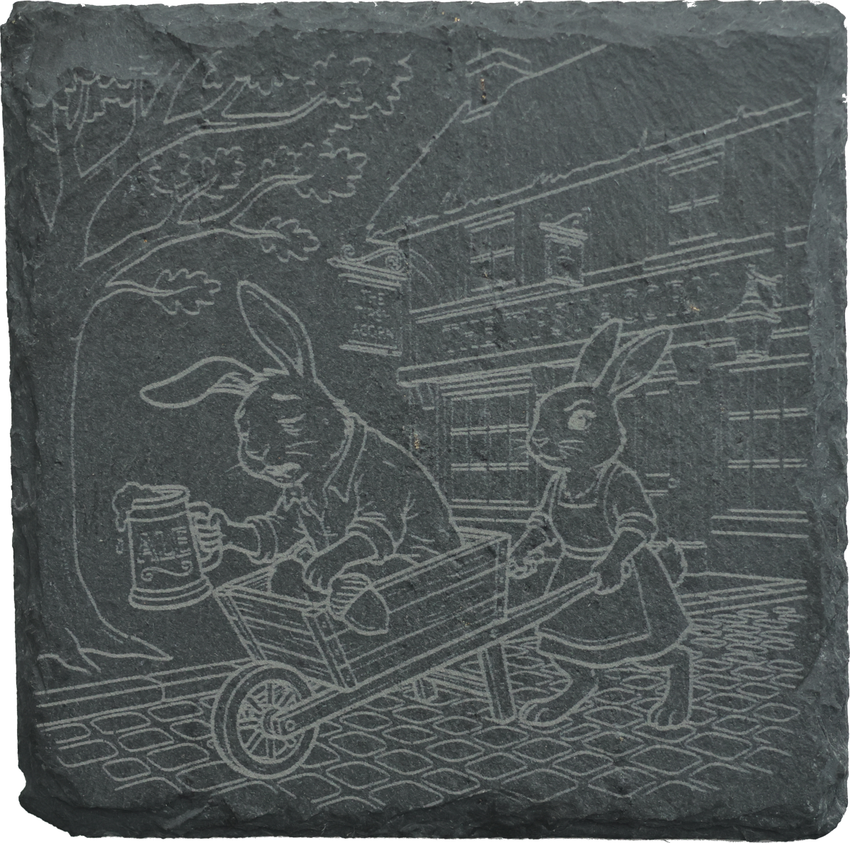 slate coaster "the two foxes" slate coaster "the two foxes"
