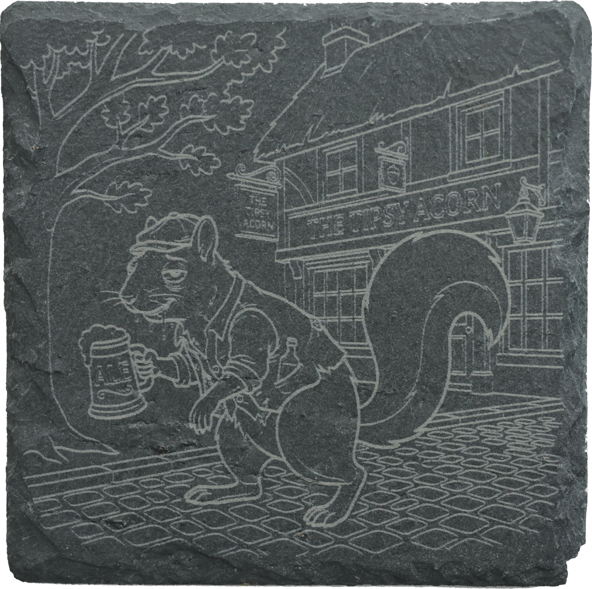 slate coaster "the tipsy acorn" "drunk squirell" slate coaster "the tipsy acorn" "drunk squirell"