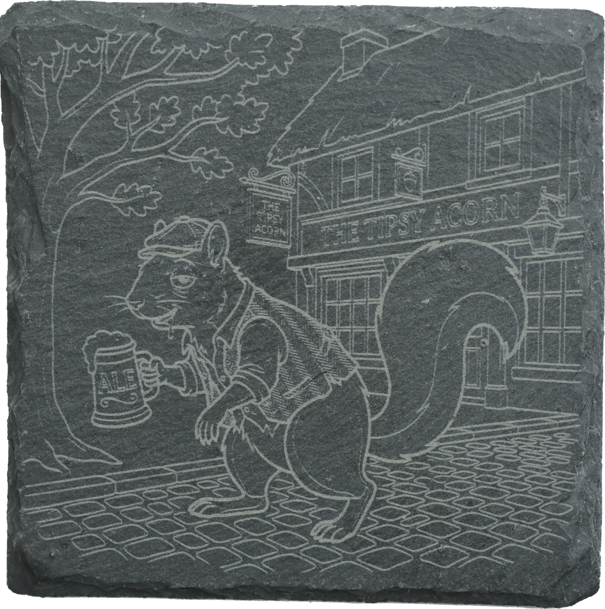 slate coaster "the tipsy acorn" "drunk squirell" slate coaster "the tipsy acorn" "drunk squirell"
