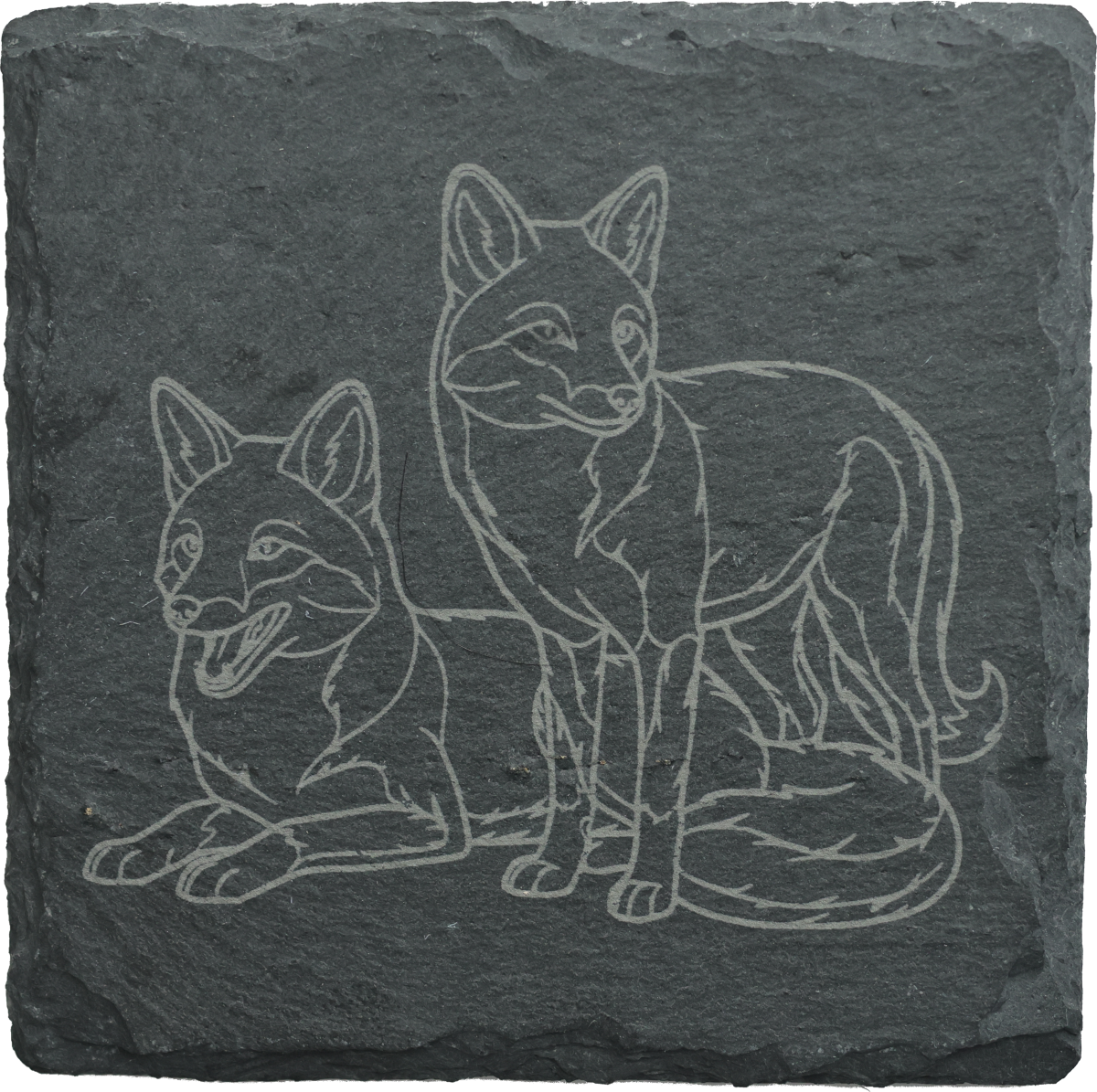 slate coaster "the two foxes" slate coaster "the two foxes"