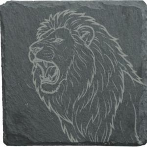 Home slate coaster "roaring lion head"